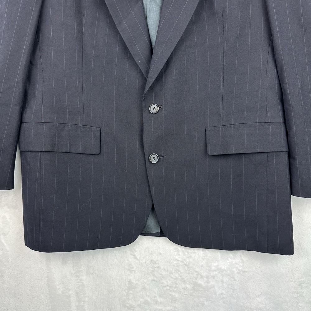 Hart Schaffner & Marx Mens 44R Black Pinstripe Wool Dress Suit Jacket 2 Btn EUC - Picture 12 of 15